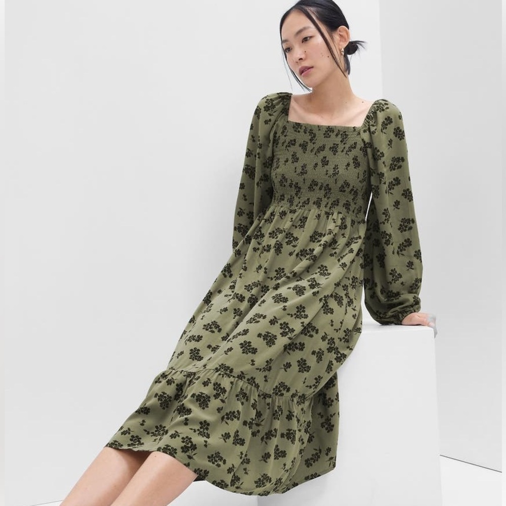 Tiered Smocked Long Sleeve Dress